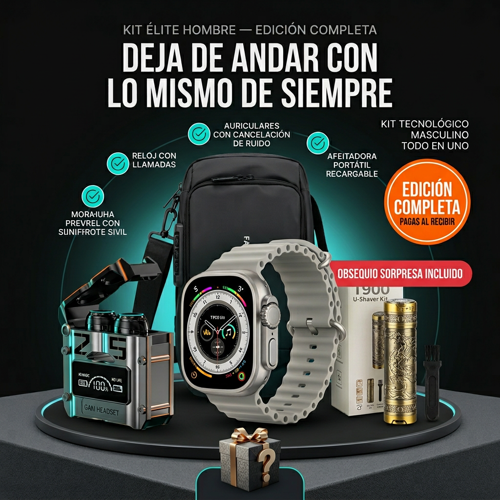 Kit de Afeitado Profesional T900 + Audífonos Inalámbricos M25 + Estuche de Viaje